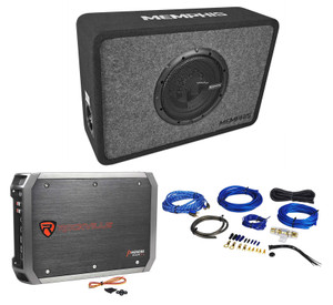 Memphis Audio PRXE8S 8" 400 Watt Subwoofer+Sub Enclosure Box+Amplifier+Amp Kit