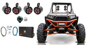 (4) Rockville 8" Tower LED Speakers+Amp+Bluetooth For Polaris RZR/ATV/UTV/Cart