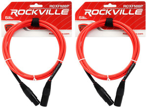 2 Rockville RCXFM6P-R Red 6' Female to Male REAN XLR Mic Cable 100% Copper