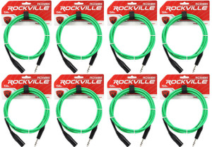 8 Rockville RCXMB6-G Green 6' Male REAN XLR to 1/4'' TRS Balanced Cables