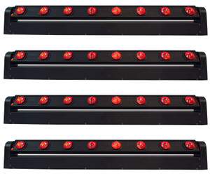 (4) Rockville MOTIONSTRIP Moving Head RGBW Color Strip Wash/Beam Light Bars