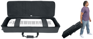 Rockville 61 Key Keyboard Case w/ Wheels+Trolley Handle For Korg Krome 61