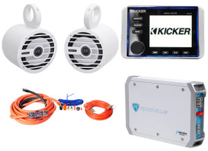 KICKER KMC20 Marine Digital Media Bluetooth Receiver+MB Quart Wakeboards+Amp