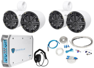 Pair Dual KICKER 41KM84LCW 8" 1200w Marine LED Wakeboard Speakers+Amplifier+Kit