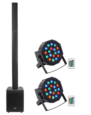 Gemini WRX-843 Column Line Array Portable PA DJ Speaker+Sub+(2) Battery Lights