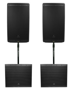 2) JBL EON612 12" 2000 Watt Bluetooth Powered DJ PA Speakers+(2) 18" Subwoofers