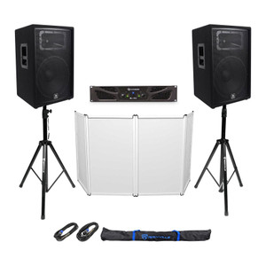 (2) JBL Pro JRX215 15" 2000w PA/DJ Speakers+Amplifier+Stands+Cables+Facade