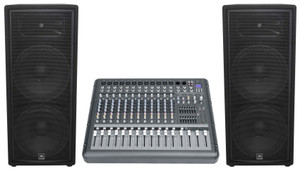 JBL JRX225 Dual 15" 4000w DJ/PA Speakers+Powered 14-Channel Mixer w/USB/Effects