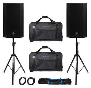 (2) Mackie Thump12A THUMP-12A 12" 2600w Powered DJ PA Speakers+Carry Bags+Stands