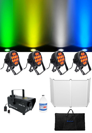 (4) Chauvet DJ SlimPar Pro H USB D-Fi RGBAW+UV LED Par Can Wash Lights+Facade
