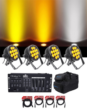 (4) Chauvet DJ SlimPar Pro W USB Wash Lights+Bag+Controller+Cables