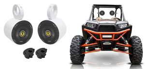 Pair Kicker 5.25" 450w White Metal Tower Speakers For Polaris RZR/ATV/UTV/Cart