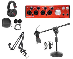 Focusrite CLARETT 4PRE USB Audio Interface+Recording Mic+Headphones+Stand+Boom