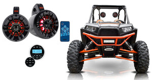 Pair Boss 4" 400w LED Tower Speakers+Bluetooth Receiver For Polaris RZR/ATV/UTV