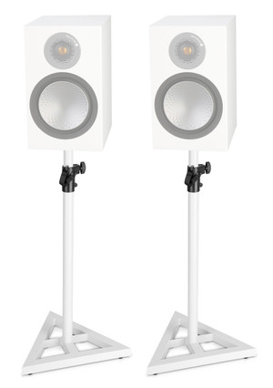 White Stands w/Adjustable Height For Monitor Audio Silver 100 Bookshelf Speakers