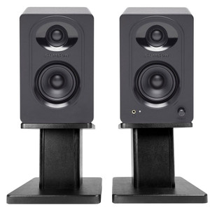2) SAMSON M50 5" Studio/Computer/Podcast Reference Monitors Speakers+Desk Stands