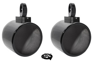 2) Rockville MAC90B 8" 360° Swivel Black Aluminum Wakeboard Tower Speaker Pods