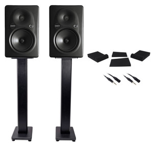 (2) Mackie HR-624 MK2 HR624 6" Powered Studio Monitors+Stands+Foam Pads+Cables