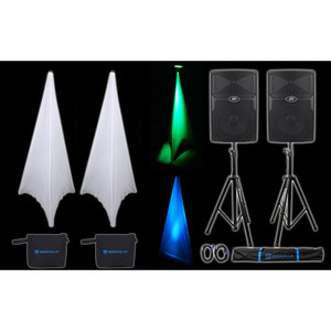 (2) Peavey PVx12 12” 1600-Watt PA Speakers+2) Stands+2) Cables+Carry Case
