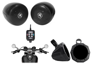 Pair 6.5" UTV Tower Speaker Pods+2" Clamps+Free Rockville Handlebar Speakers