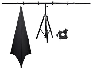 Rockville Black Tripod Pole-Mount Stand + Lighting Cross Bar + Scrim Cloth Cover