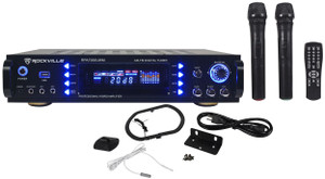 Rockville RPA7000UWM 1000w 2 Channel Rack DJ Amplifier/Receiver w/2 VHF Mics+USB