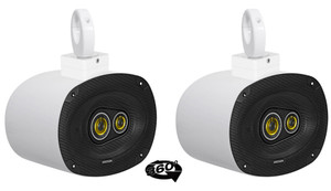 (2) kicker CSC693 6x9" 360° Swivel White Aluminum Wakeboard Tower Speakers