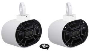 (2) Polk Audio 6x9" 450w 360° Swivel White Aluminum Wakeboard Tower Speakers