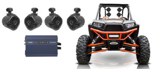 4) Rockville 6.5" Tower Speakers+Hifonics 4-Channel Amplifier 4 RZR/ATV/UTV/Cart