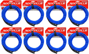 8 Rockville RCXFB25Bl Blue 25' Female REAN XLR to 1/4'' TRS Balanced Cables OFC