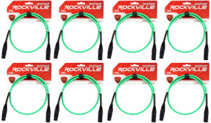 8 Rockville RCXFM3P-G Green 3' Female to Male REAN XLR Mic Cable 100% Copper