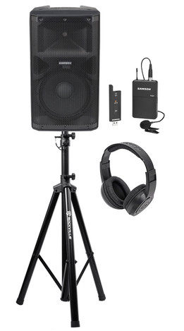 Samson RS112A 12" 400w Speaker w/Bluetooth+Wireless Lavalier Mic for Speeches