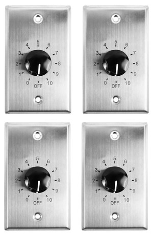 (4) Rockville VOL7035 35w 70v Stainless Wall Volume Control Zone Controllers