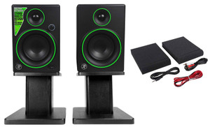 Pair Mackie CR4 4" Creative Reference Multimedia Monitors Speakers + Desk Stands
