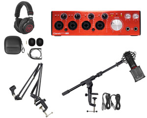Focusrite CLARETT 4PRE USB Audio Interface +Recording Mic+Headphones+Stand+Boom