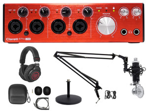 Focusrite CLARETT 4PRE USB Interface +Recording Mic+Headphones+Desk Stand+Boom
