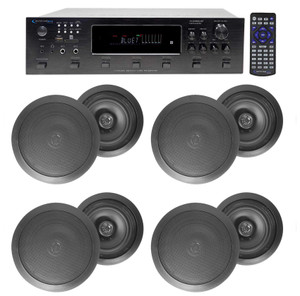 6000w (6) Zone, Home Theater Bluetooth Receiver+8) Black 6.5" Ceiling Speakers