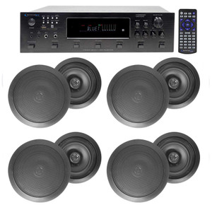 6000w (6) Zone, Home Theater Bluetooth Receiver+8) Black 8" Ceiling Speakers