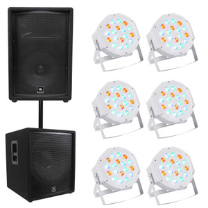 JBL JRX212 1000 Watt 12" 2-Way DJ P/A Speaker+18" 1400w Sub+6) Par Wash Lights