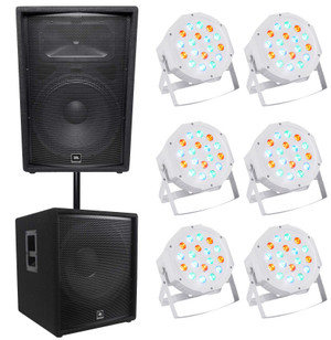 JBL JRX215 1000 Watt 15" 2-Way DJ P/A Speaker+18" 1400w Sub+6) Par Wash Lights