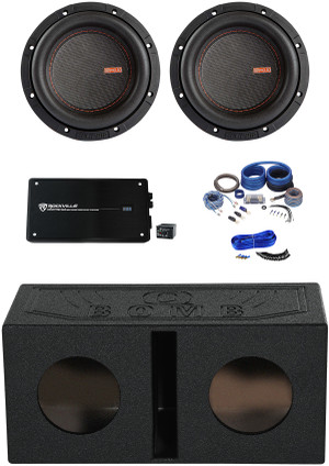 (2) Memphis Audio MOJO MJM644 6.5" 1400w Subwoofers+Bedlined Sub Box+Amplifier