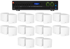 JBL 2-Channel Amplifier+(20) 3.5" White Cube Speakers for Restaurant/Bar/Cafe