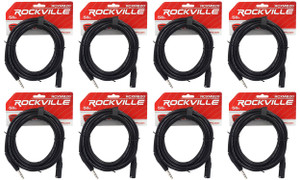 8 Rockville RCXMB20-B Black 20' Male REAN XLR to 1/4'' TRS Balanced Cables