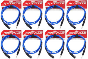 8 Rockville RCXMB6-BL Blue 6' Male REAN XLR to 1/4'' TRS Balanced Cables