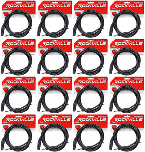 16 Rockville RCXFB10B Black 10' Female REAN XLR to 1/4'' TRS Balanced Cables OFC