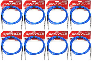 8 Rockville RCGT6.0BL 6'  1/4" TS to 1/4'' TS Guitar/Instrument Cable