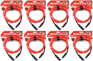 8 Rockville RCXFB10R Red 10' Female REAN XLR to 1/4'' TRS Balanced Cables OFC