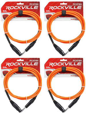 4 Rockville RCXFB6O Orange 6' Female REAN XLR to 1/4'' TRS Balanced Cables OFC