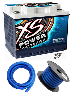 XS Power D4700 2900 Amp 12V Group 48 Power Cell AGM Battery + Power/Ground Wires