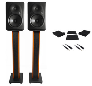 (2) Mackie HR-624 MK2 HR624 6" Studio Monitors+36" Stands+Foam Pads+Cables
